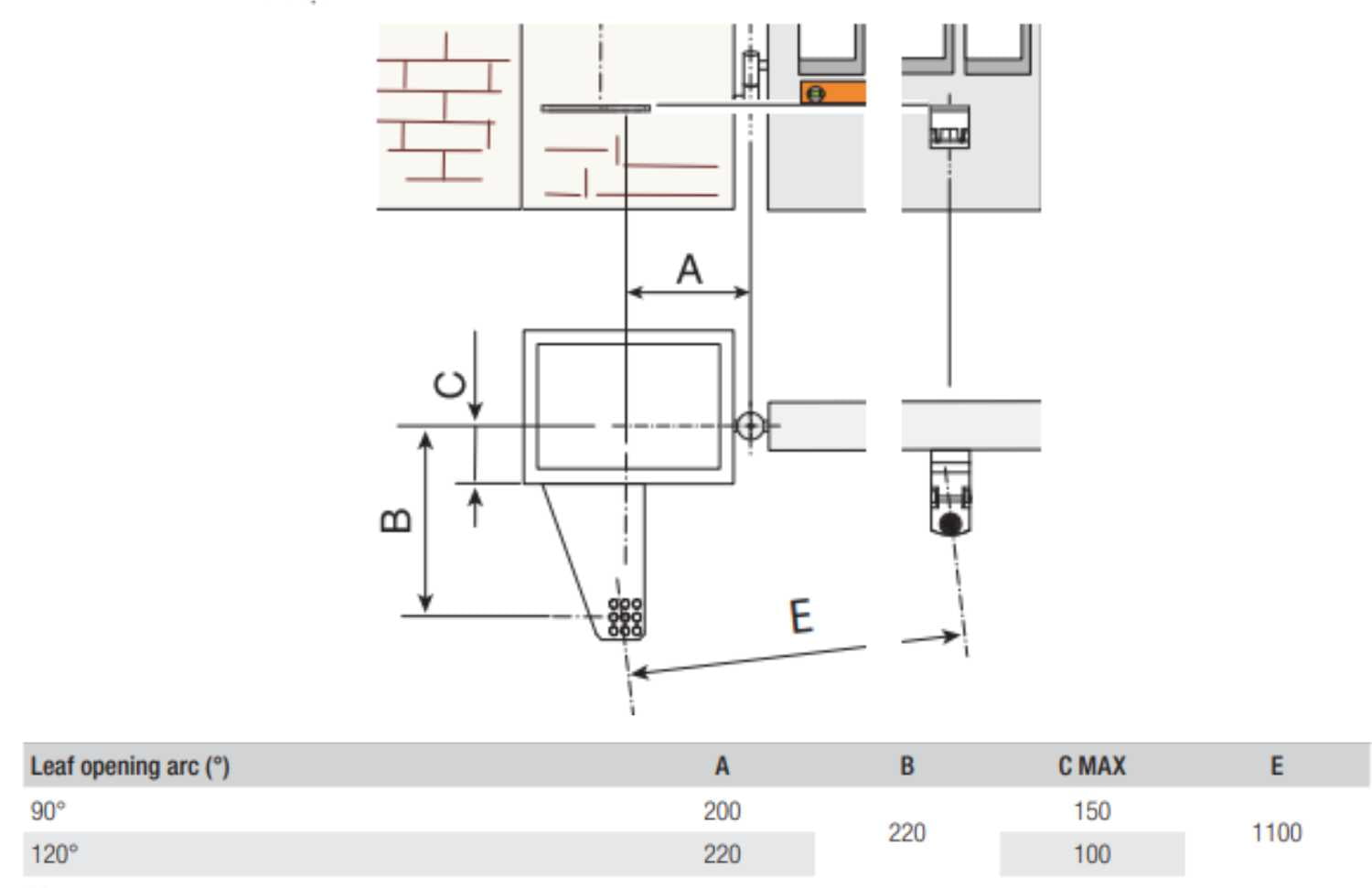 installation geometry for italian 24v encoder linear actuator kit