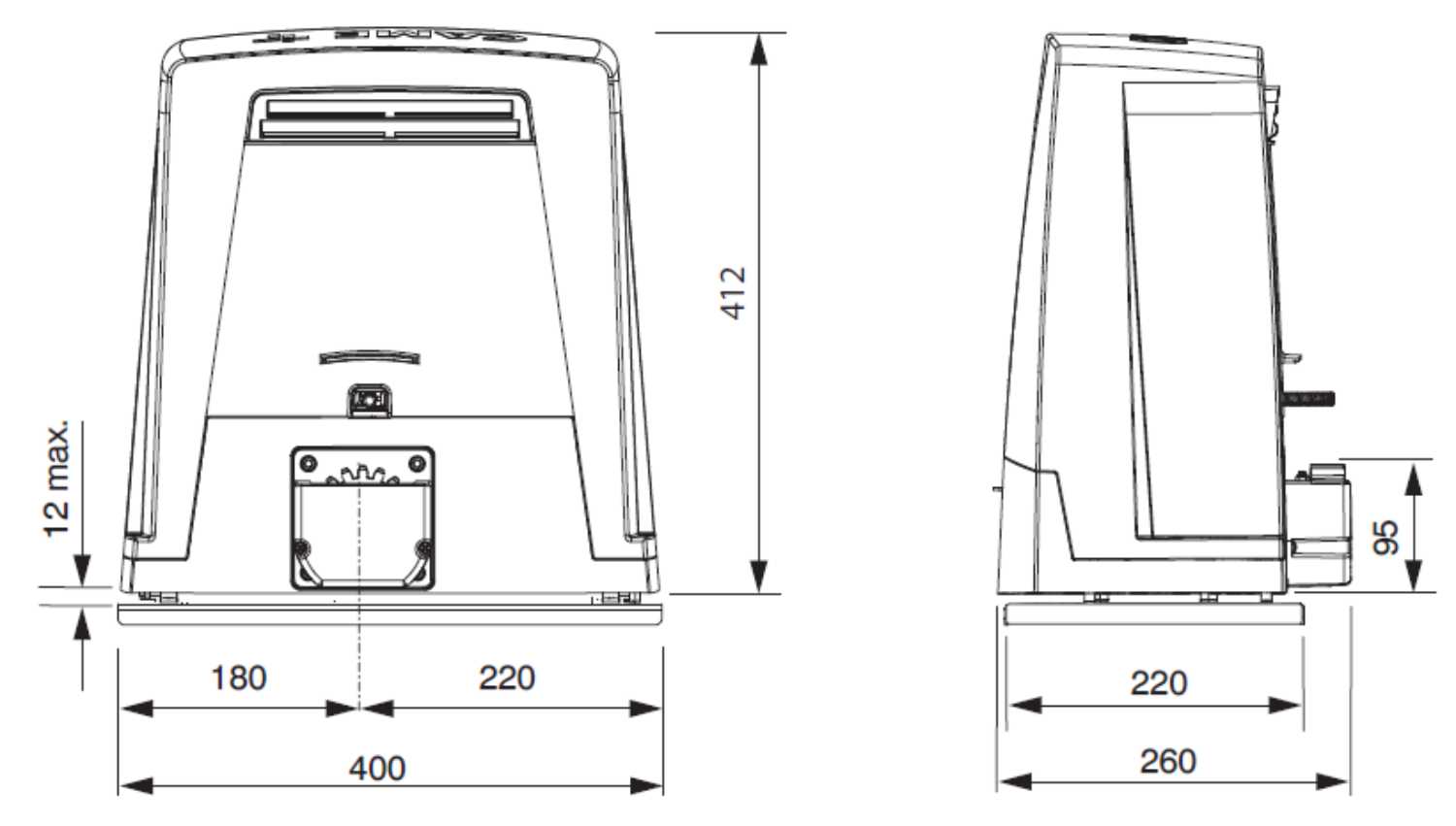 36v electric sliding gate opener strongest low voltage dimensions adaptive torque