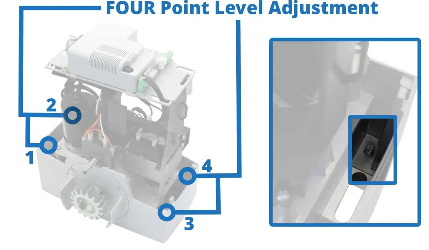 bxv sliding motor adjustable levelling system for sliding gates on out of level incline installations