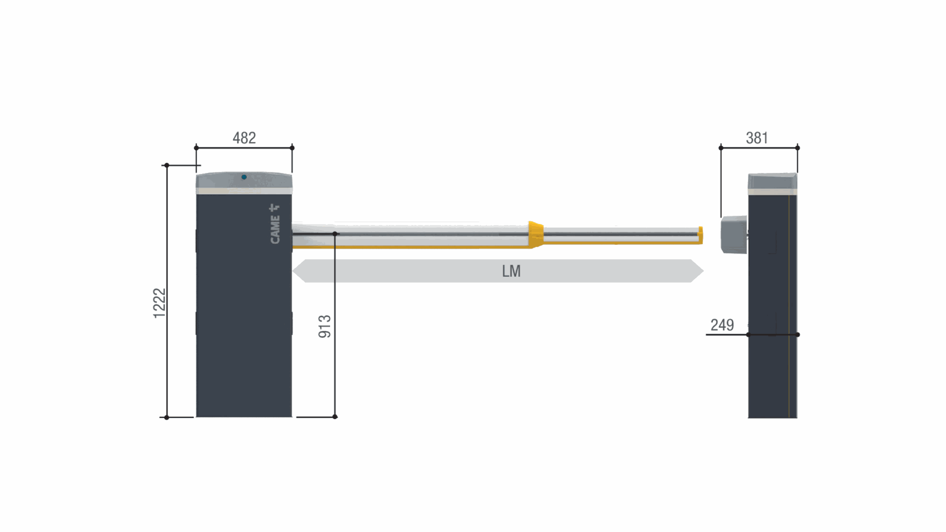 8m boom gate dimensions