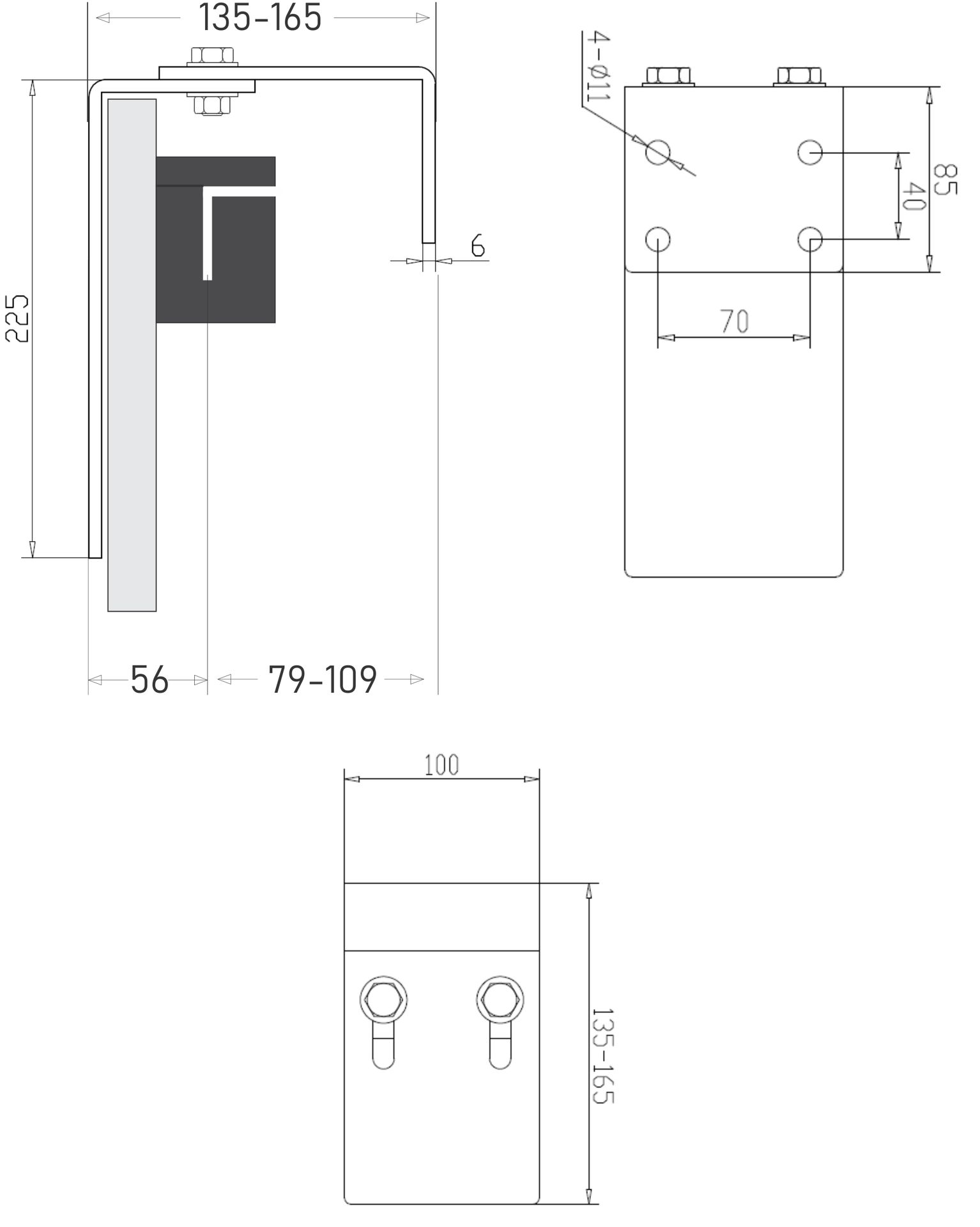 bracket for nylon block without post