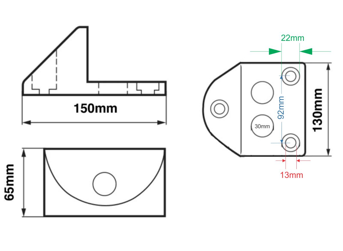 rubber gate stop dimensions