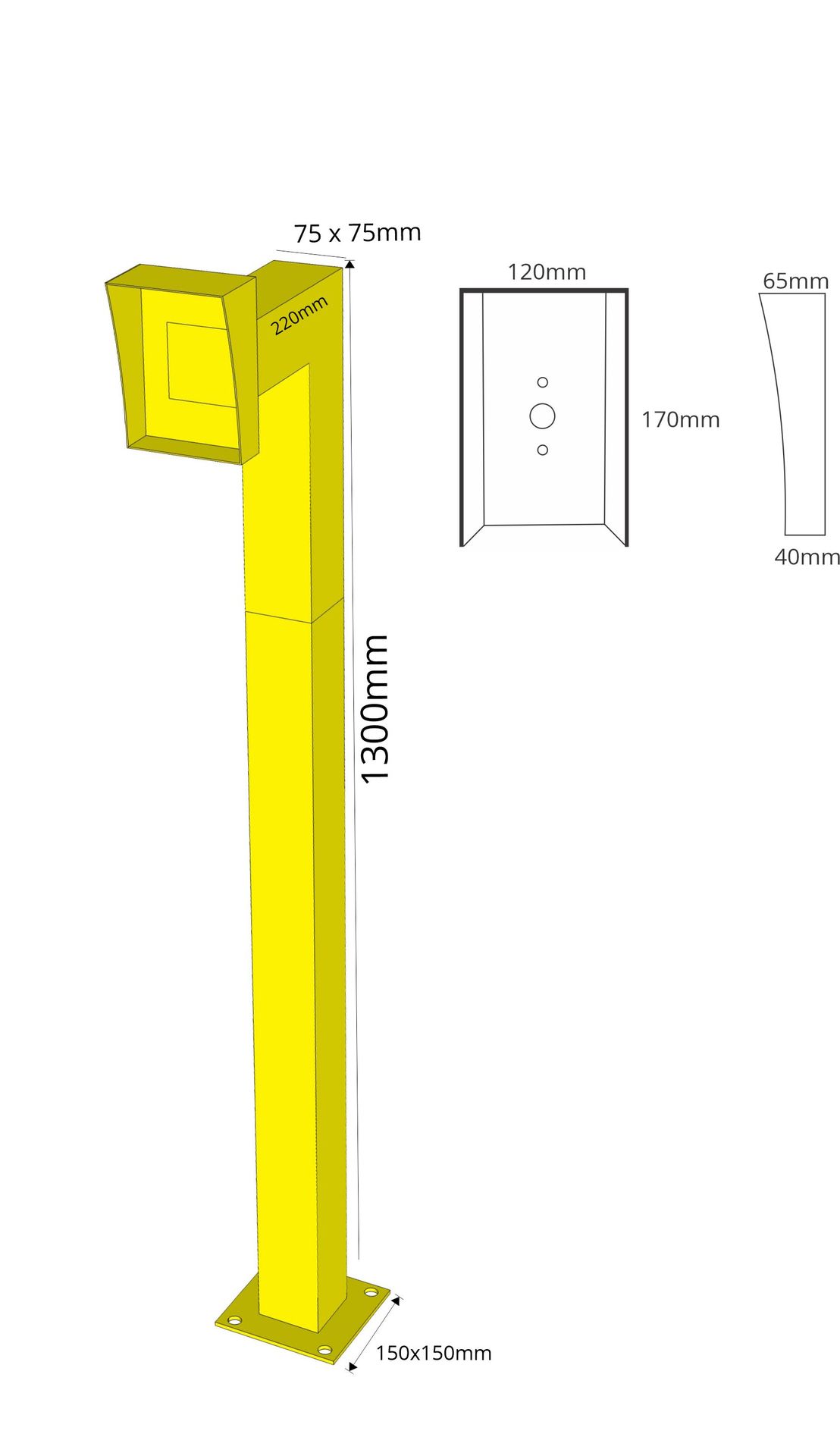 Gooseneck bollard for intercom, keypad door bell
