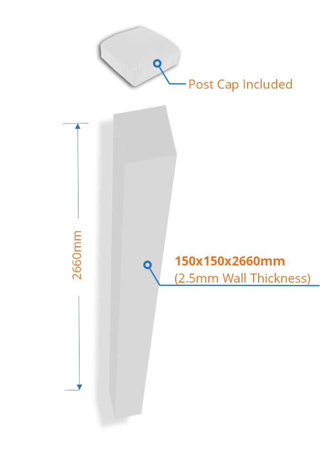 150mm gate fence post powder coat black