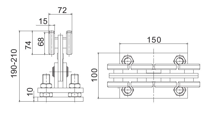 8 wheel floating sliding cantilever gate carriage