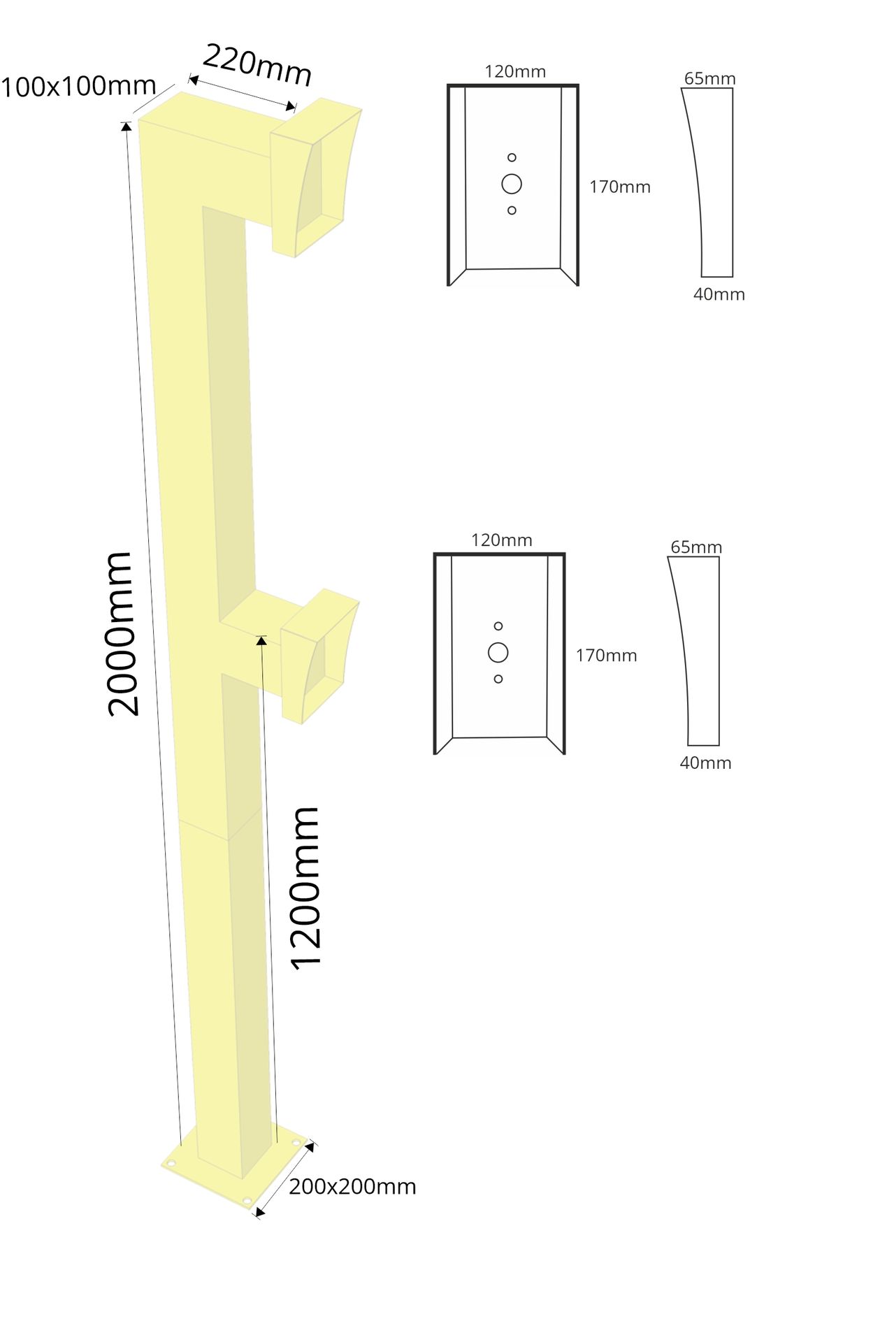 Commercial Double Mount Gooseneck Pedestal Bollard for Driveways Car and Truck