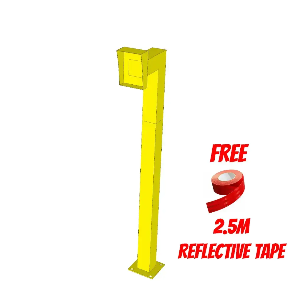[GOOSENECK-SNGL-YLW] Gooseneck pedestal bollard for intercom, keypad door bell 75x75 Safety Yellow P.webp
