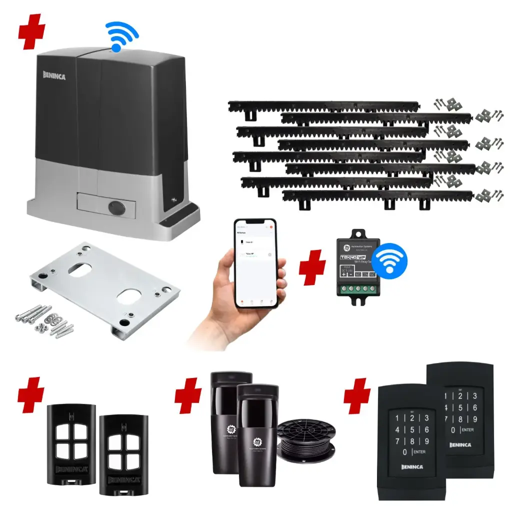 Beninca BULL 624 Electric 24V Low Voltage Automatic Sliding Driveway Gate Opener Kit Heavy Duty POWERFUL Design with Wifi Mobile App Control and Keypad Entry Exit