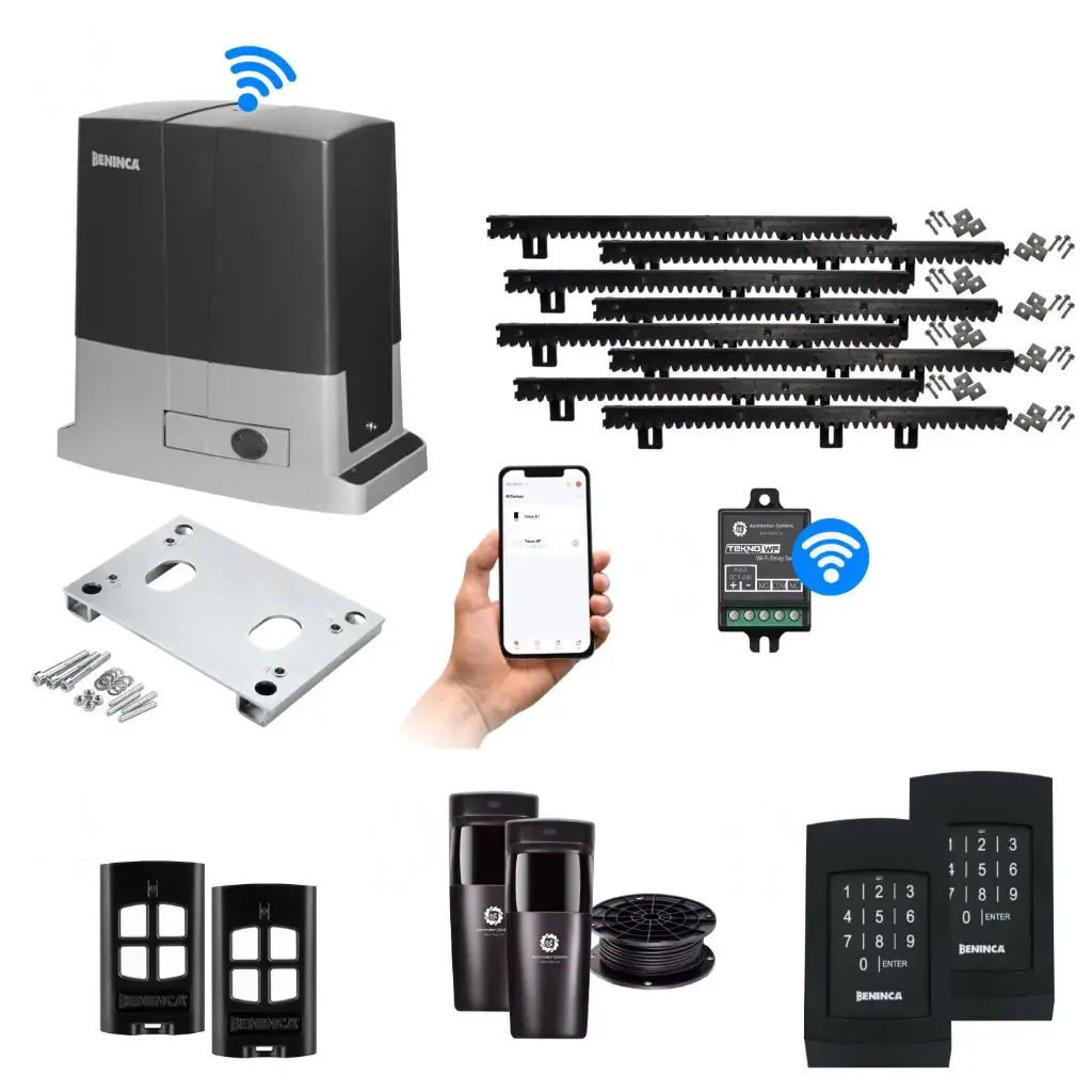 Beninca BULL 624 Electric 24V Low Voltage Automatic Sliding Driveway Gate Opener Kit Heavy Duty POWERFUL Design with Wifi Mobile App Control and Keypad Entry Exit