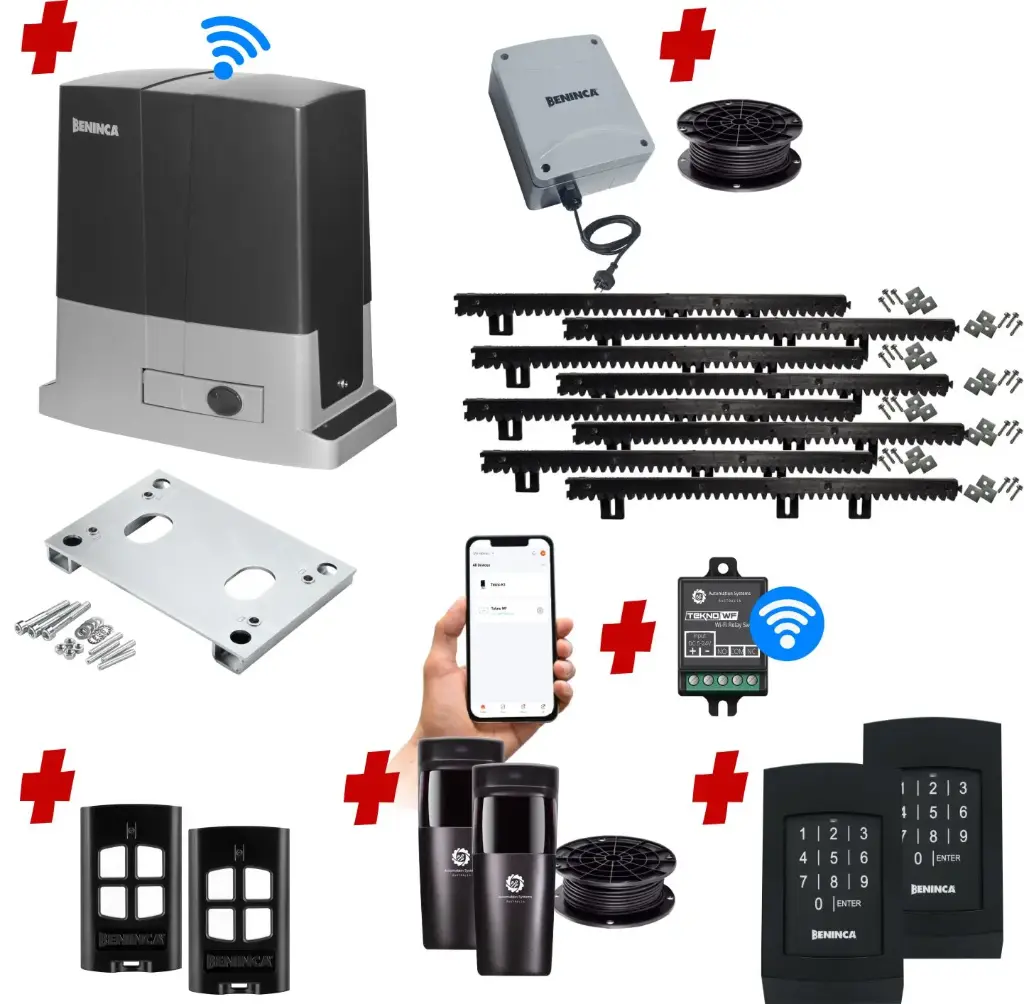 Beninca BULL 624 Electric 24V Low Voltage Automatic Sliding Driveway Gate Opener Kit Heavy Duty POWERFUL Design with Wifi Mobile App Control and Keypad Entry