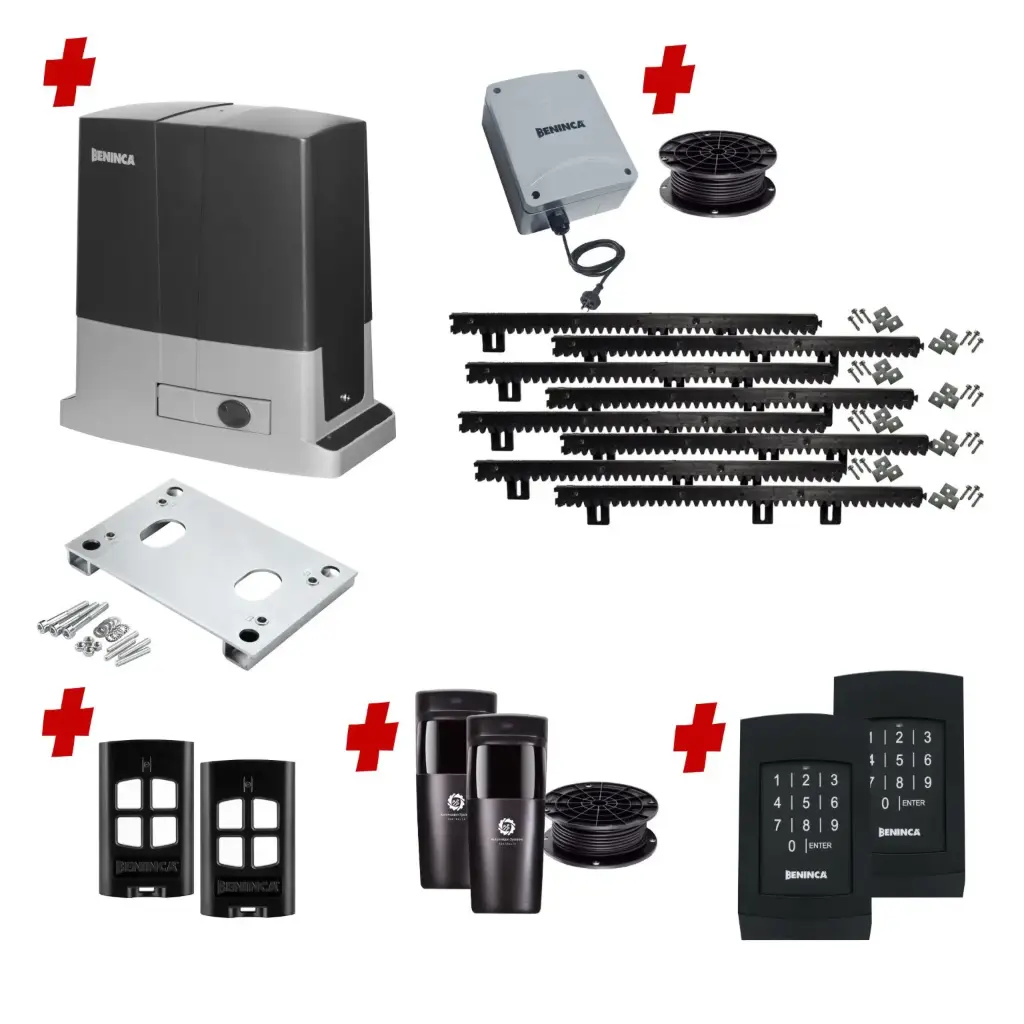 Beninca BULL 624 Low Voltage 24V Automatic Sliding Driveway Gate Opener 24 Volt Kit Heavy Duty POWERFUL Design with TWO Keypads Entry Exit