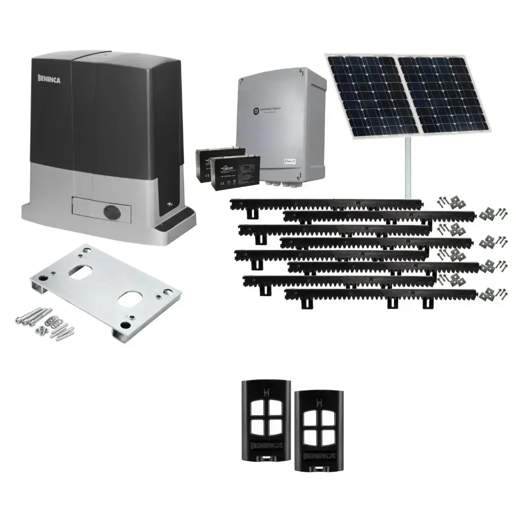 Beninca BULL 624 Solar Powered Automatic Sliding Driveway Gate Opener 24 Volt Kit Heavy Duty POWERFUL Design BASE KIT