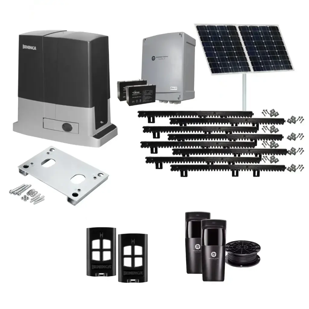 Beninca BULL 624 Solar Powered Automatic Sliding Driveway Gate Opener 24 Volt Kit Heavy Duty POWERFUL Design for Trade Installers