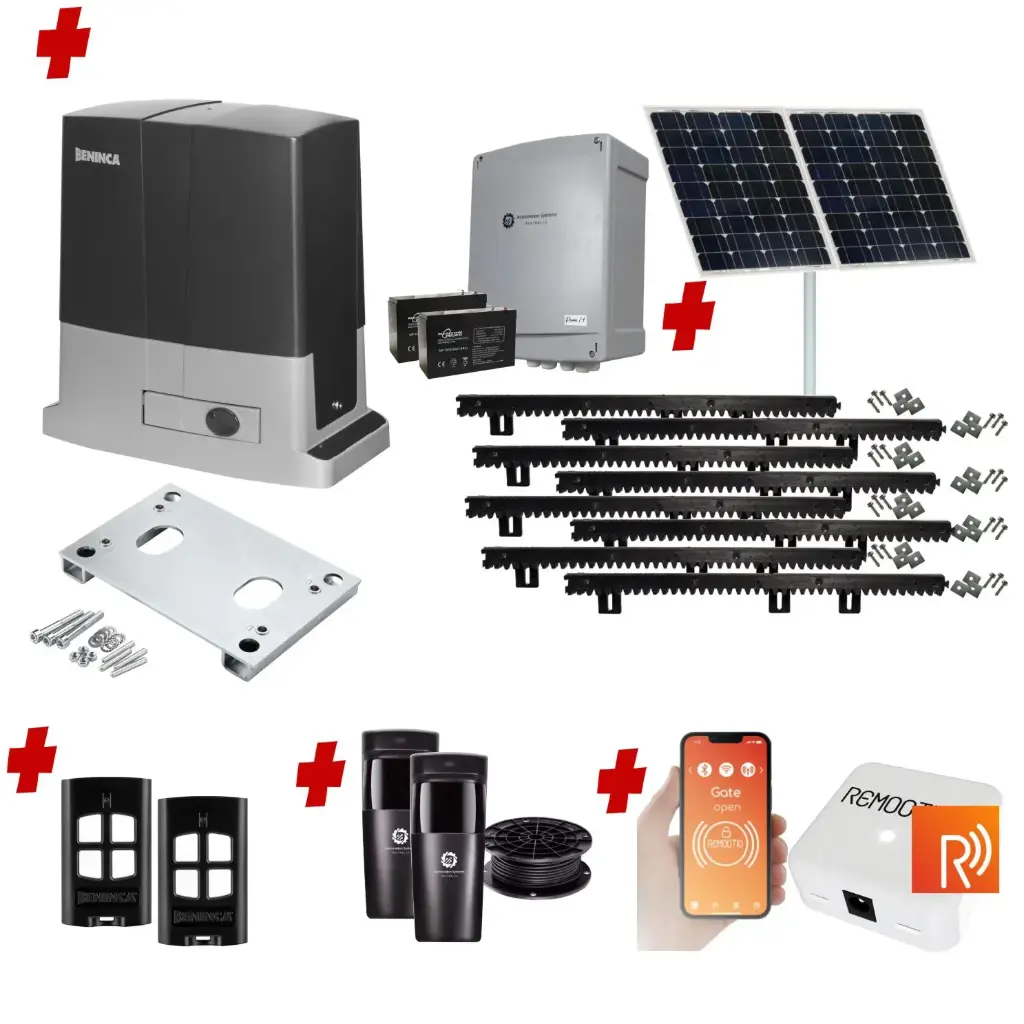 Remootio Beninca BULL 624 Solar Powered Automatic Sliding Driveway Gate Opener 24 Volt Kit Heavy Duty POWERFUL Design