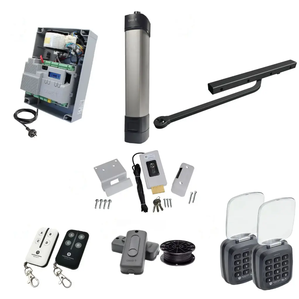 STYLO Pedestrian Gate Operator KIT with Remote Control Operation and Dual Keypads and Electric Lock
