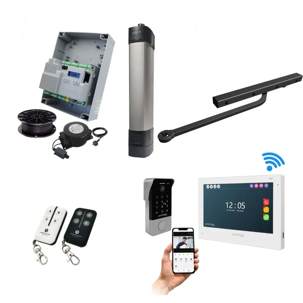 STYLO Pedestrian Gate Operator KIT with Remote Controls and Mobile APP Intercom (Low Voltage Cable Run)