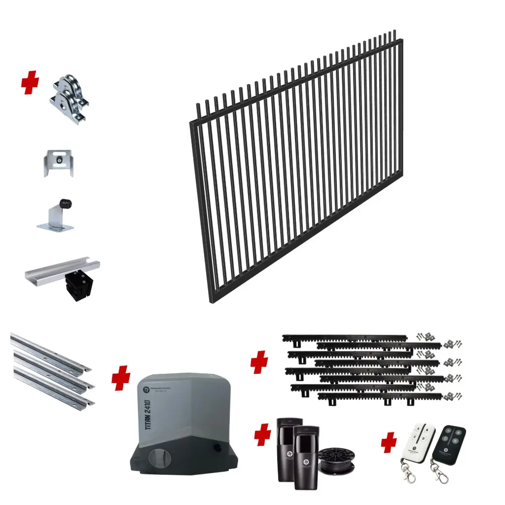 Custom Rod Top Sliding Gate (Steel) With Hardware and Automation