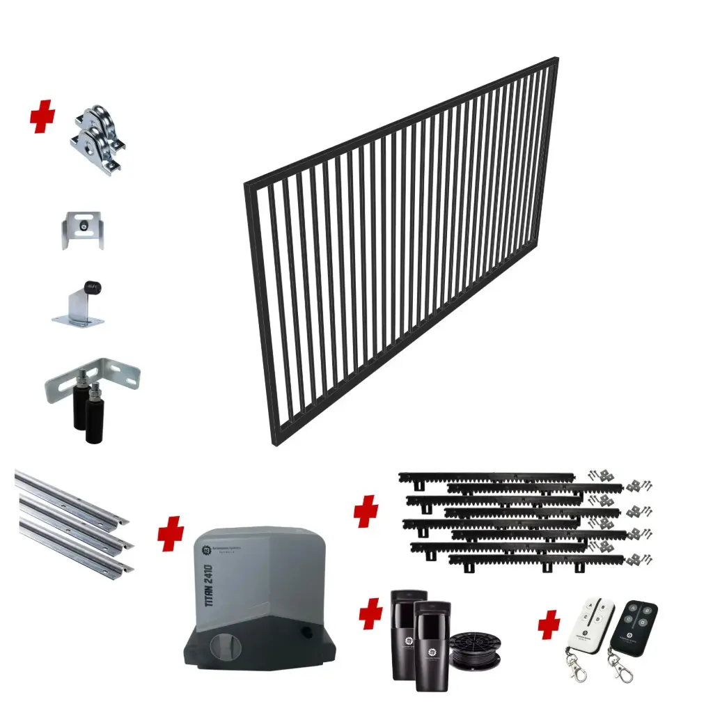 Custom Vertical Bar Sliding Gate (Steel) With Hardware and Automation