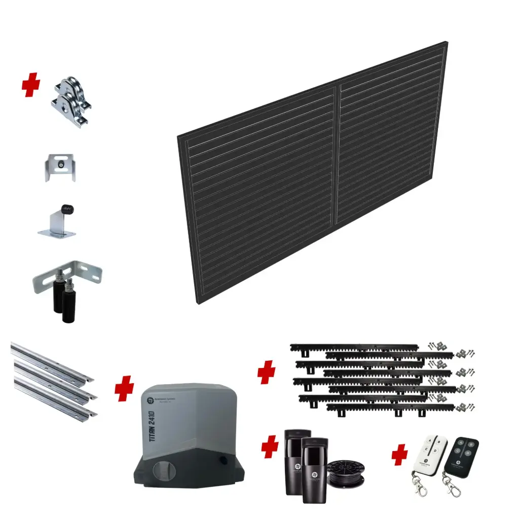 Custom Horizontal Slat Sliding Gate (Aluminium) With Hardware and Automation