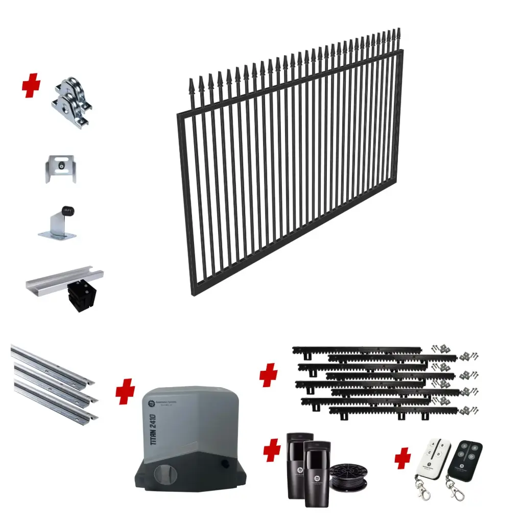 Custom Spear Top Sliding Gate (Steel) With Hardware and Automation