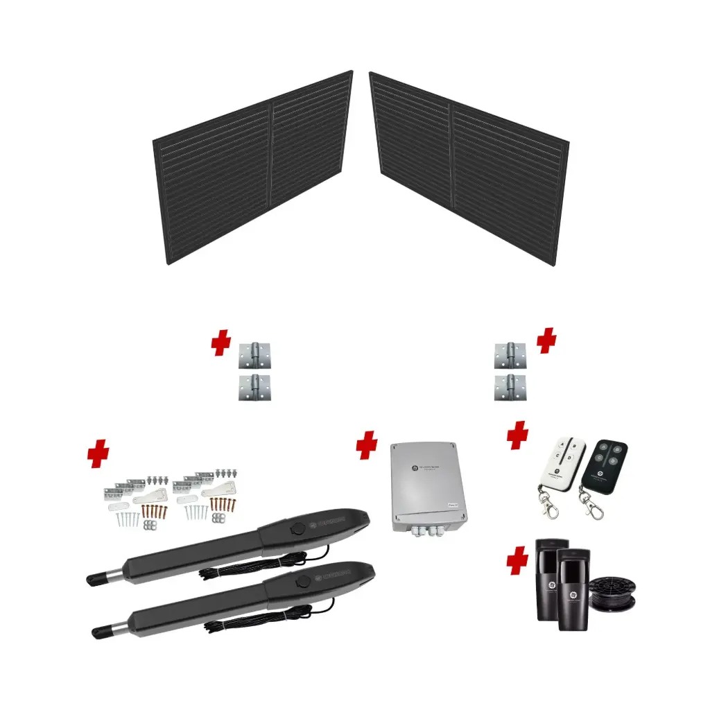 Custom Horizontal Slat DOUBLE Swing Gate (Aluminium) With Hinges and Automation
