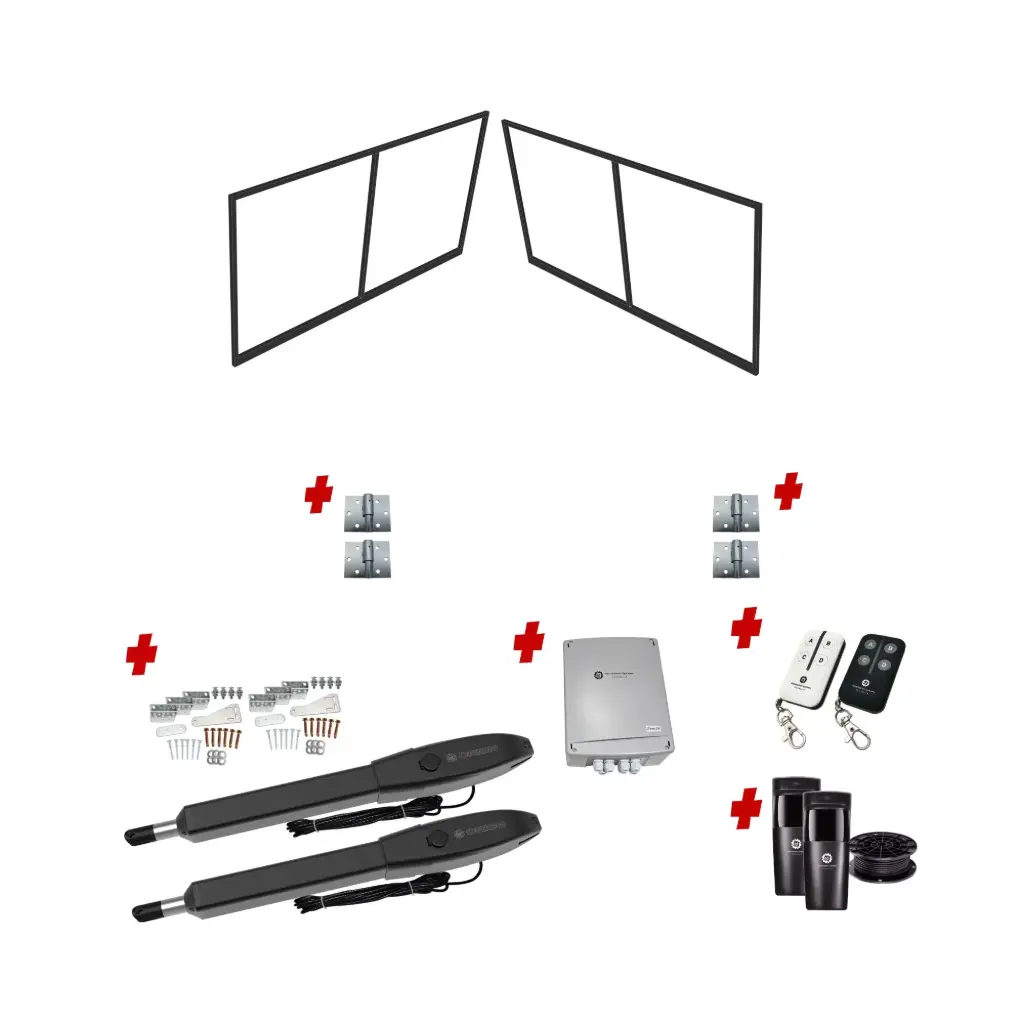 Custom DOUBLE Swing Gate Frame (Aluminium) With Hinges and Automation