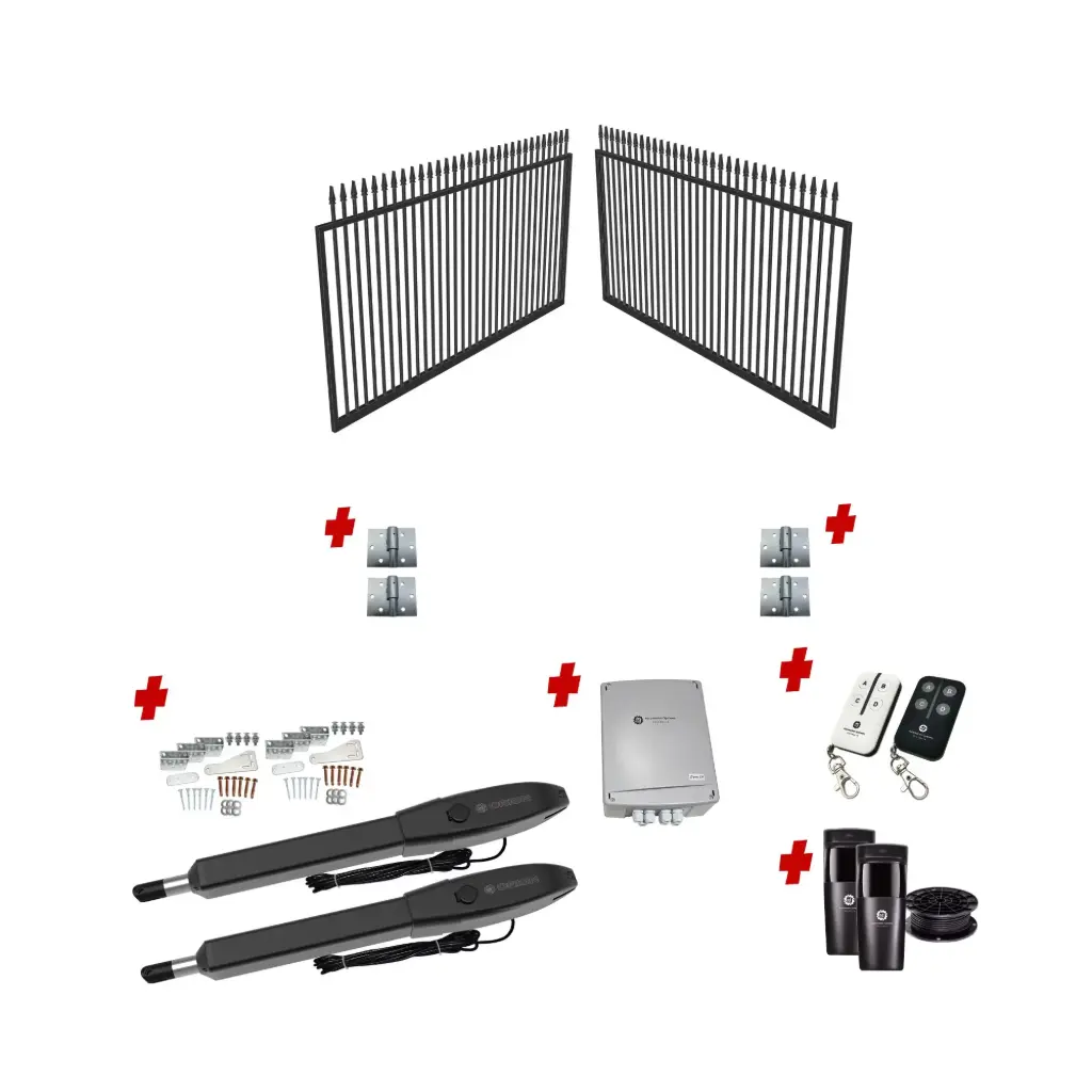 Custom Spear Top DOUBLE Swing Gate (Steel) With Hinge and Automation