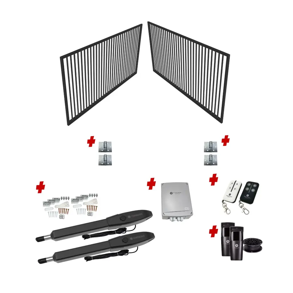 Custom Vertical Bar DOUBLE Swing Gate (Steel) With Hinges and Automation