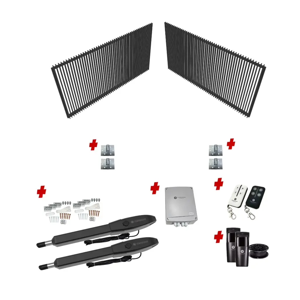 Custom Vertical Blade DOUBLE Swing Gate (Aluminium) With Hinges and Automation