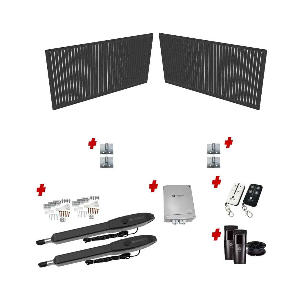 Custom Vertical Slat DOUBLE Swing Gate Gate (Aluminium) With Hinges and Automation