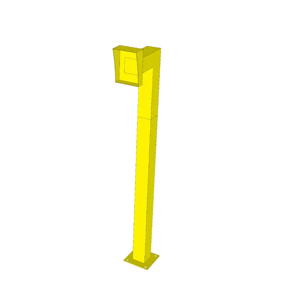 Gooseneck pedestal bollard for intercom, keypad door bell 75x75 Safety Yellow Powder Coat