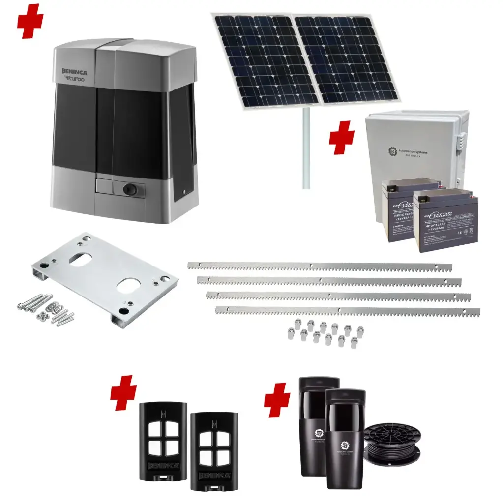 Extra Heavy Duty COMMERCIAL GRADE Automatic Sliding Gate With BULL1224 TURBO SOLAR POWERED Sliding Gate Motor Kit (1200KG/10M MAX) 