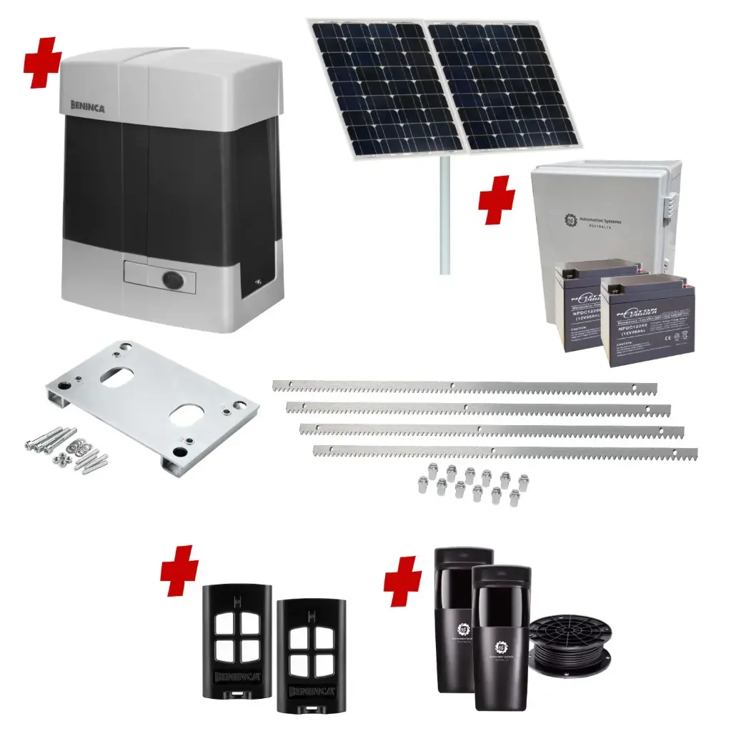 Beninca Bull 1524 Solar Powered Automatic Sliding Driveway Gate Opener Kit - Italian, 1500kg, Sliding Gate Motor, Commercial Grade