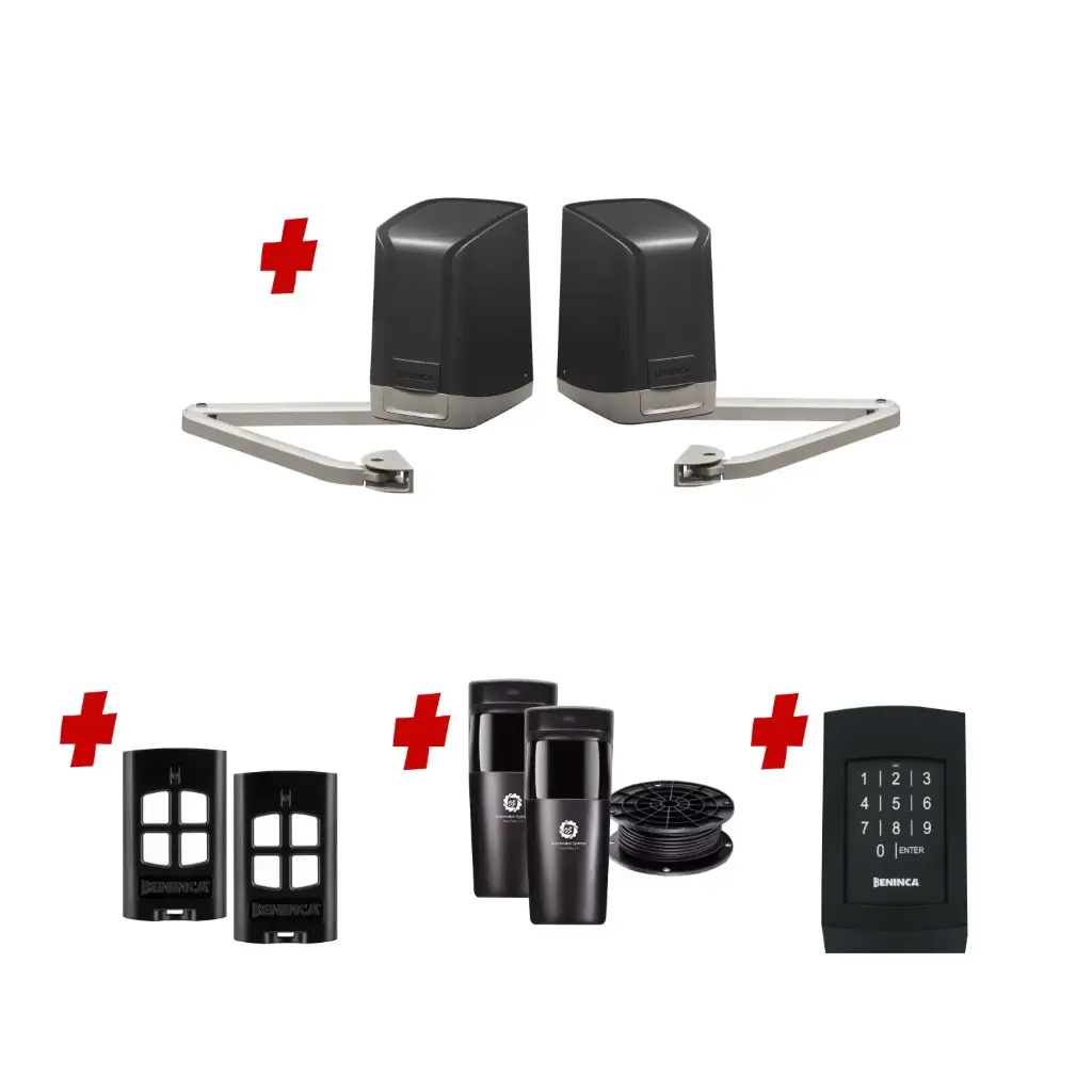 SAM Articulating Arm ITALIAN Electric 24V Low Voltage Automatic Double Swing Driveway Gate Opener Kit with Keypad Pin Code