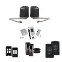 SAM Articulating Arm ITALIAN Electric 24V Low Voltage Automatic Double Swing Driveway Gate Opener Kit with TWO Keypads Entry Exit
