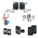 SAM Articulating Arm ITALIAN Electric 24V Low Voltage Automatic Double Swing Driveway Gate Opener Kit Design with Wifi Mobile App Control and Keypad Entry Exit