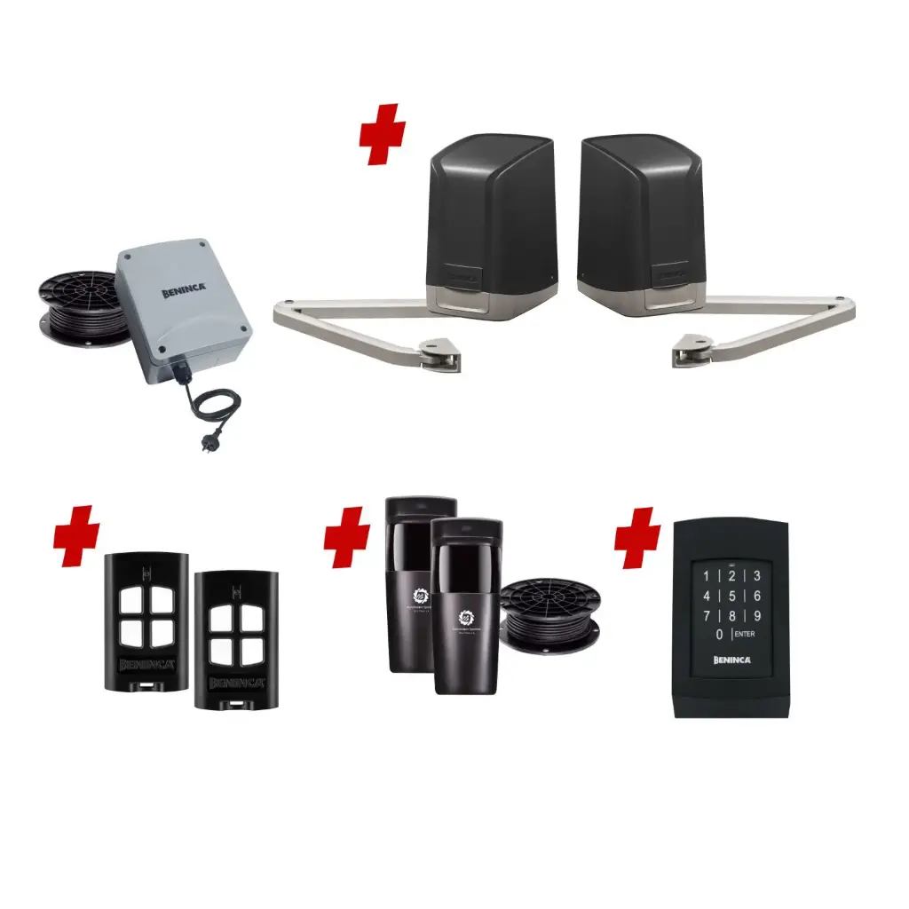 SAM Articulating Arm ITALIAN Low Voltage 24V Automatic Double Swing Driveway Gate Opener 24 Volt Kit Design with Keypad Pin Code