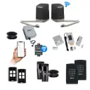 SAM Articulating Arm ITALIAN Low Voltage 24V Automatic Double Swing Driveway Gate Opener 24 Volt Kit with Wifi Mobile App Control and Keypad Entry Exit