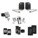 SAM Articulating Arm ITALIAN Low Voltage 24V Automatic Double Swing Driveway Gate Opener 24 Volt Kit with Wifi Mobile App Control and Keypad Entry Exit