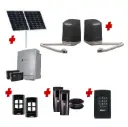 SAM Articulating Arm ITALIAN Solar Powered Automatic Double Swing Driveway Gate Opener 24 Volt Kit Design with Keypad Pin Code