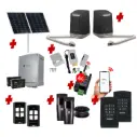 SAM Articulating Arm ITALIAN Solar Powered Automatic Double Swing Driveway Gate Opener 24 Volt Kit Design with Wifi Mobile App Control and Keypad Entry