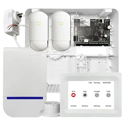 Elite Alarms EC-i (Wired) Security Alarm Kit With White 5″ Touch Screen Keypad 