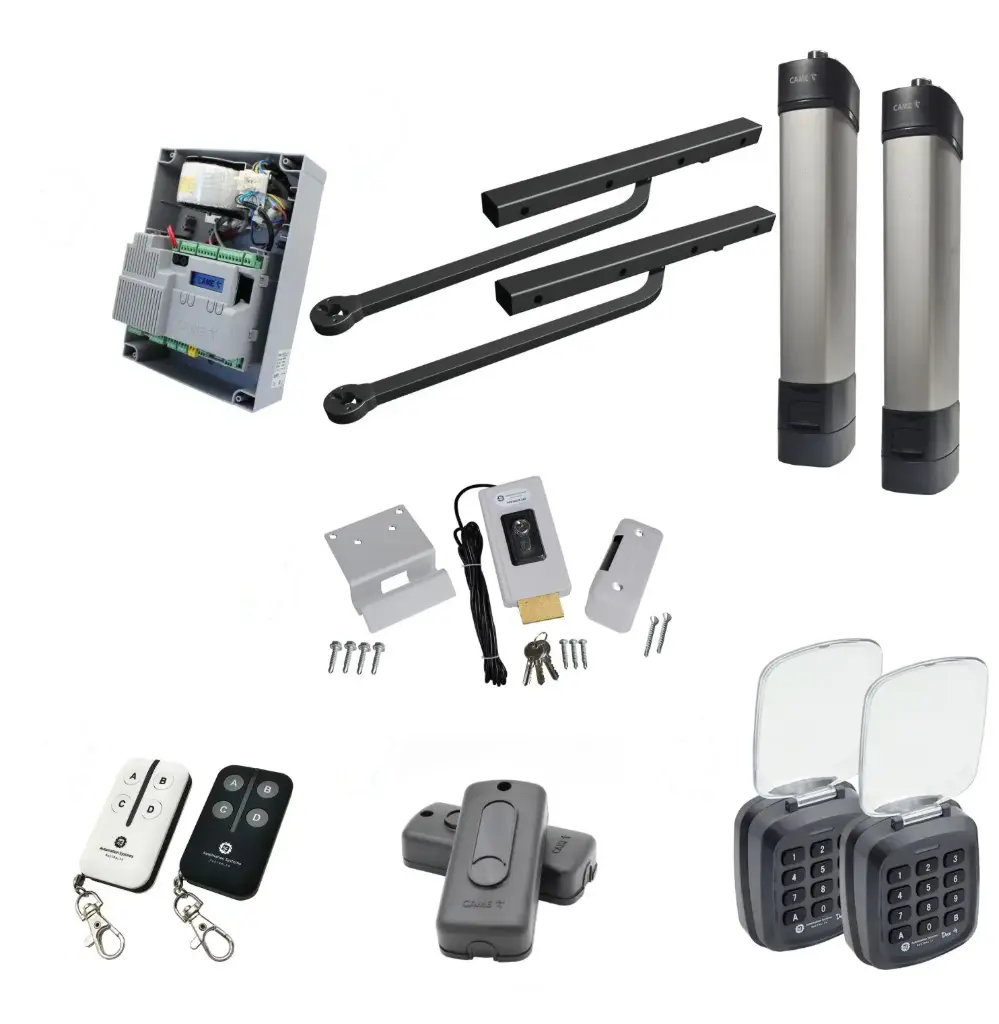 Double Swing Gate Automation Access Pro Kit Ultra Slim STYLO BD Channel Arm System with encoder Made In Italy