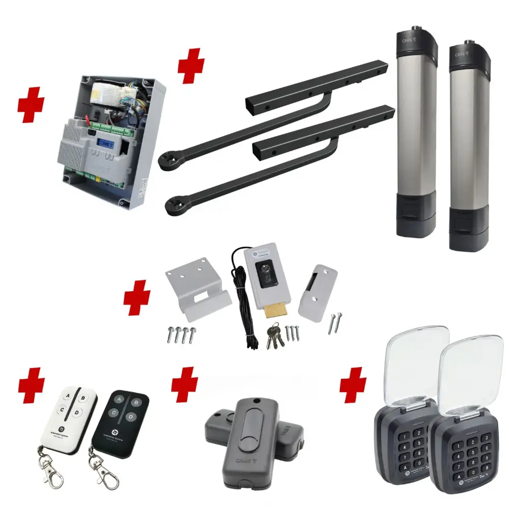 Double Swing Gate Automation Access Pro Kit Ultra Slim STYLO BD Channel Arm System with encoder Made In Italy