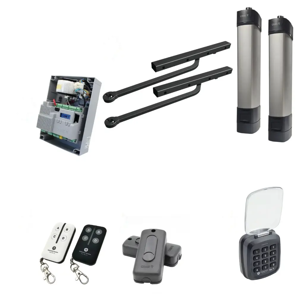 Double Swing Gate Automation Access Secure Kit Ultra Slim STYLO BD Channel Arm System with encoder Made In Italy
