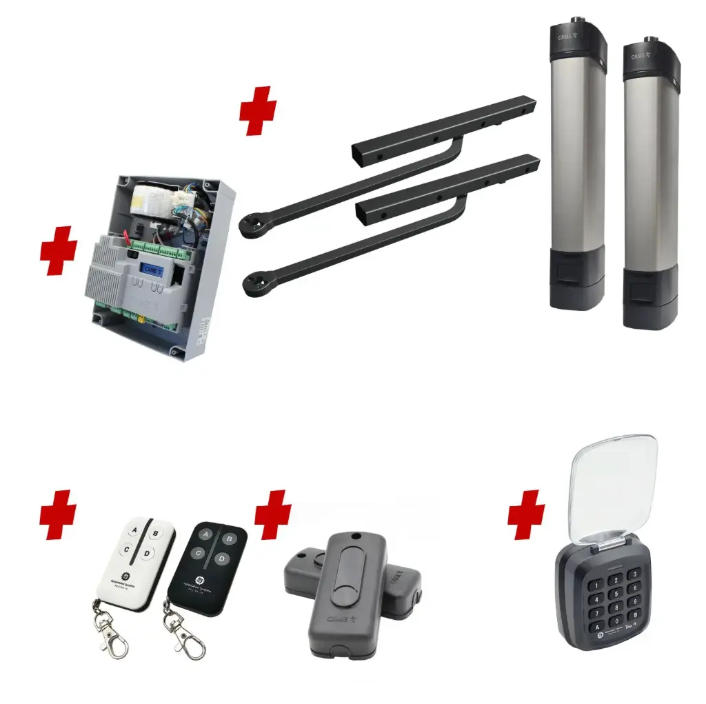 Double Swing Gate Automation Access Secure Kit Ultra Slim STYLO BD Channel Arm System with encoder Made In Italy