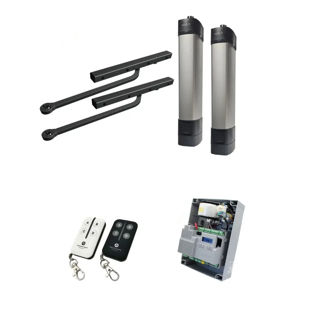 Double Swing Gate Automation Base Kit Ultra Slim STYLO BD Channel Arm System with encoder Made In Italy
