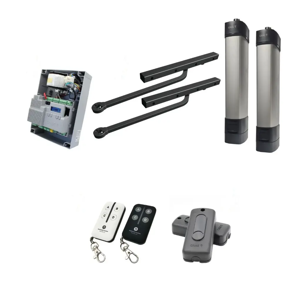 Double Swing Gate Automation Installer and Trade Kit Ultra Slim STYLO BD Channel Arm System with encoder Made In Italy