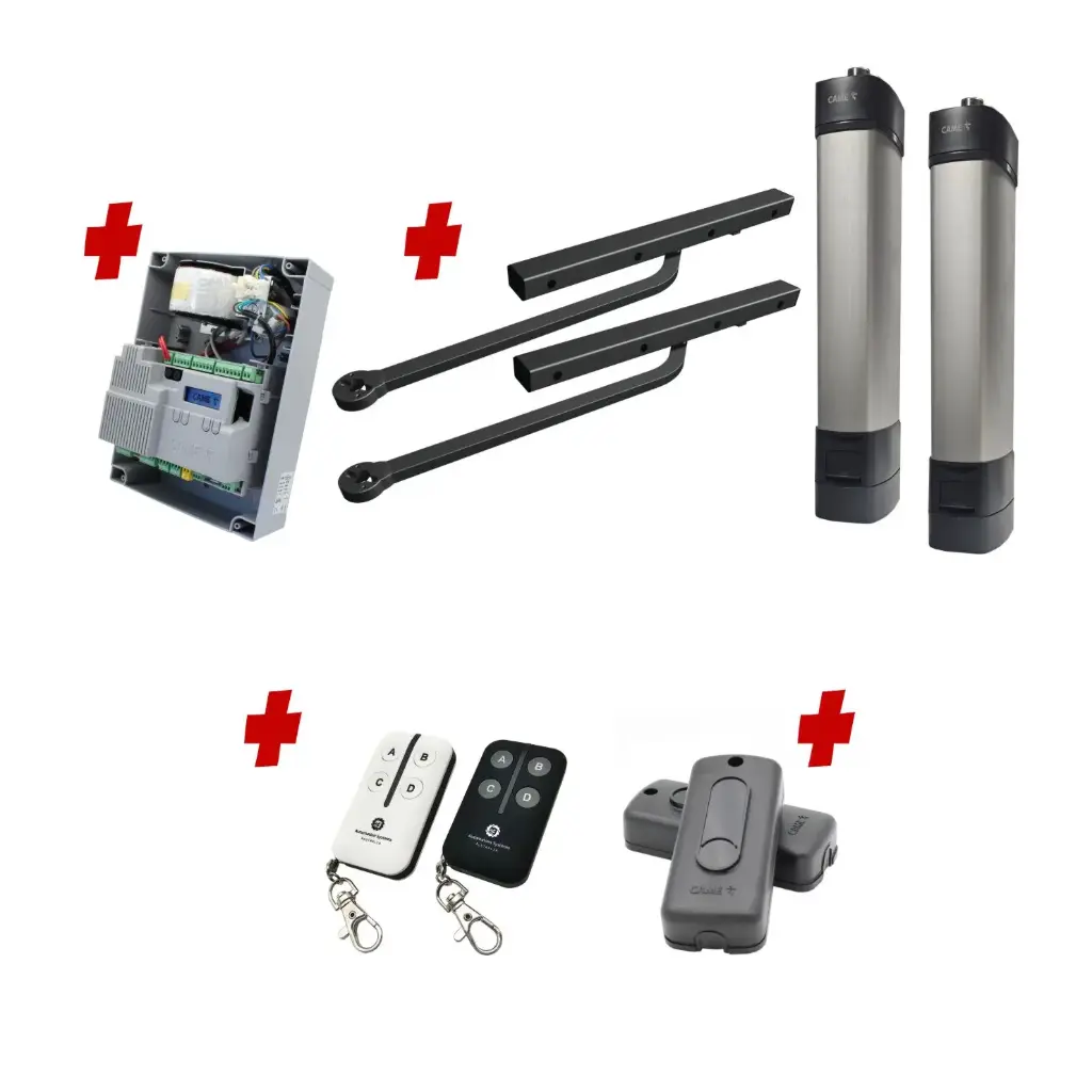 Double Swing Gate Automation Installer and Trade Kit Ultra Slim STYLO BD Channel Arm System with encoder Made In Italy