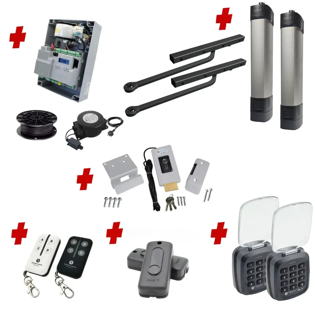 Double Swing Gate Automation Access Pro Kit Ultra Slim STYLO BD Channel Arm System with encoder Made In Italy
